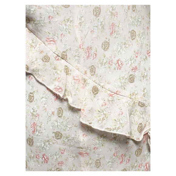 All In Favor Floral Asymmetric Ruffle Mini Dress S Peony Pink Ditsy Cottagecore - Picture 7 of 8